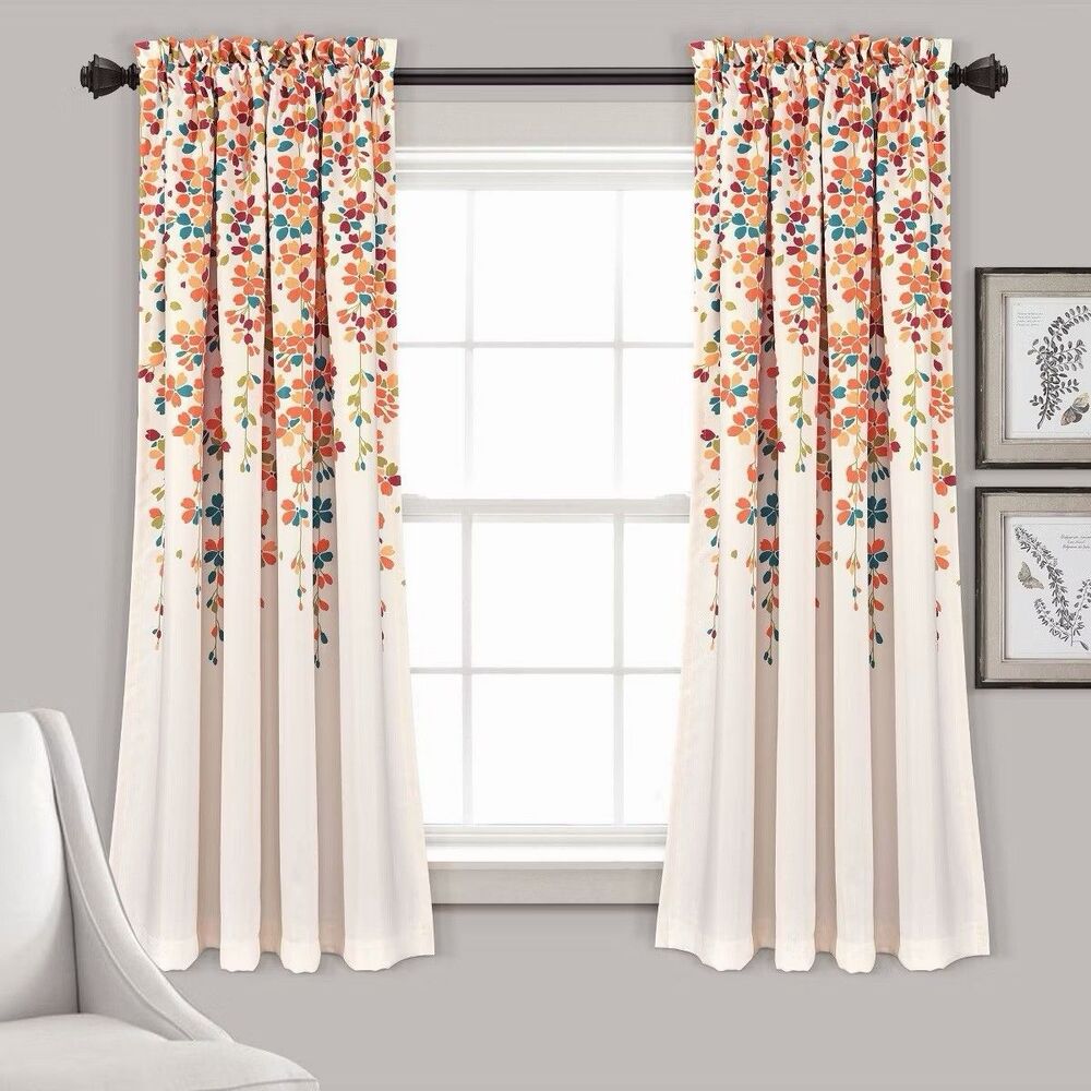 Lush Decor Weeping Flower Curtain Panels Blush 52 x 84 Light Filtering 2PK